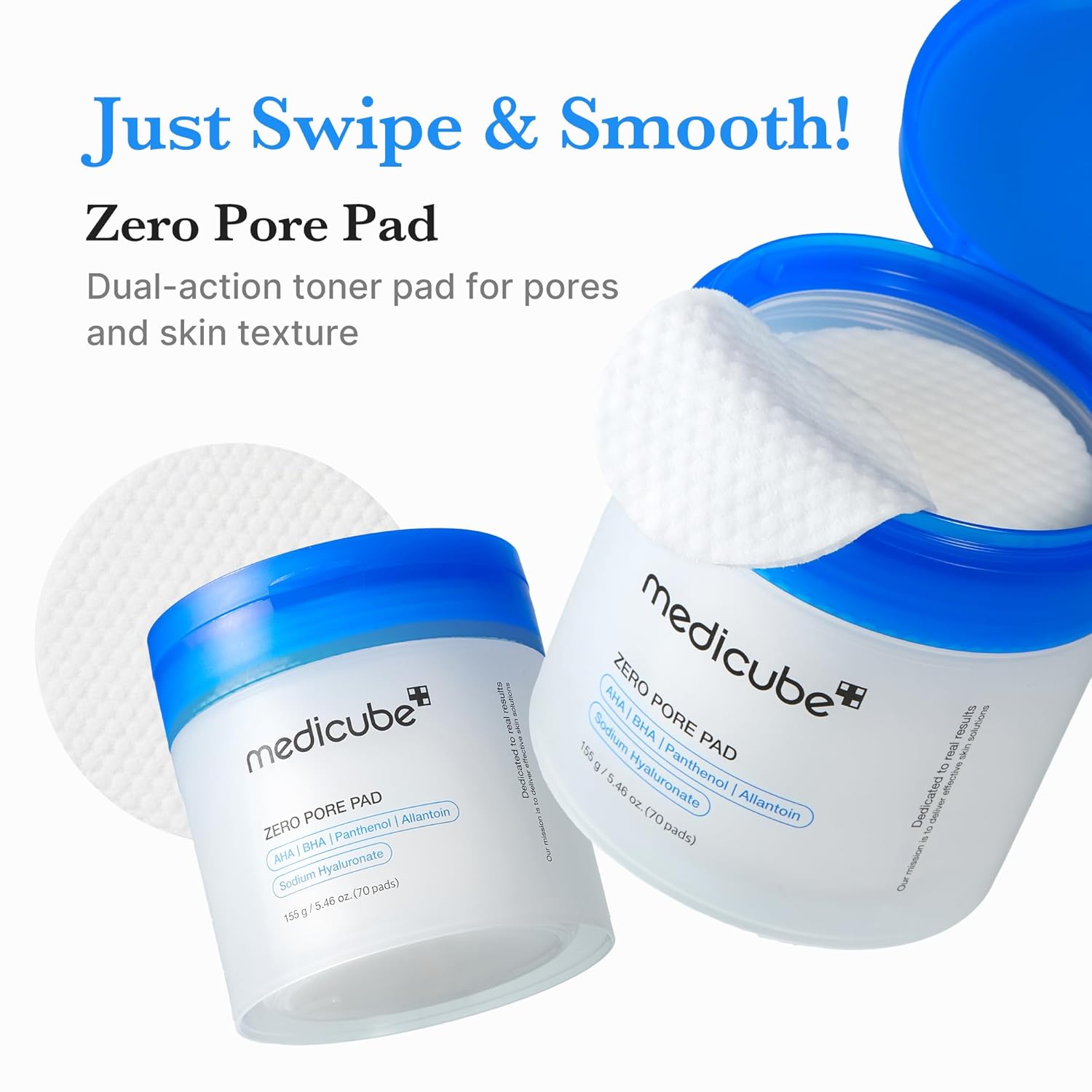 Toner Pads Zero Pore Pad 2.0 | Dual-Textured Facial Exfoliating Pads with 4.5% AHA Lactic Acid and 0.45% BHA Salicylic Acid | Suitable for All Skin Types, Korean Skin Care, 70 Pads (1 Pack)